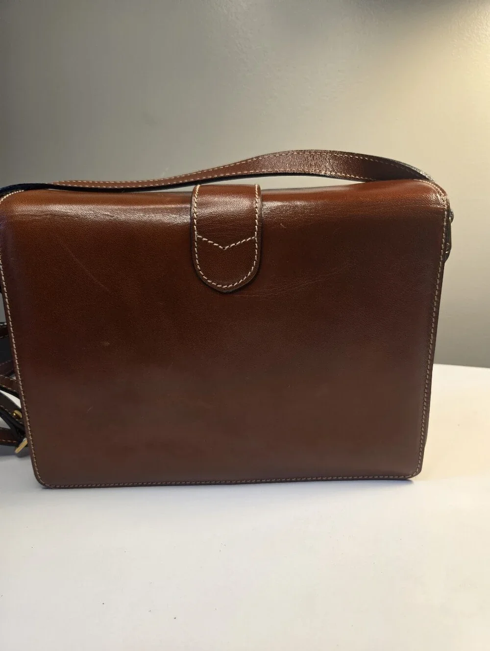 Bally Brown Leather Shoulder Bag Cross Body Front Flap Purse Gorgeous